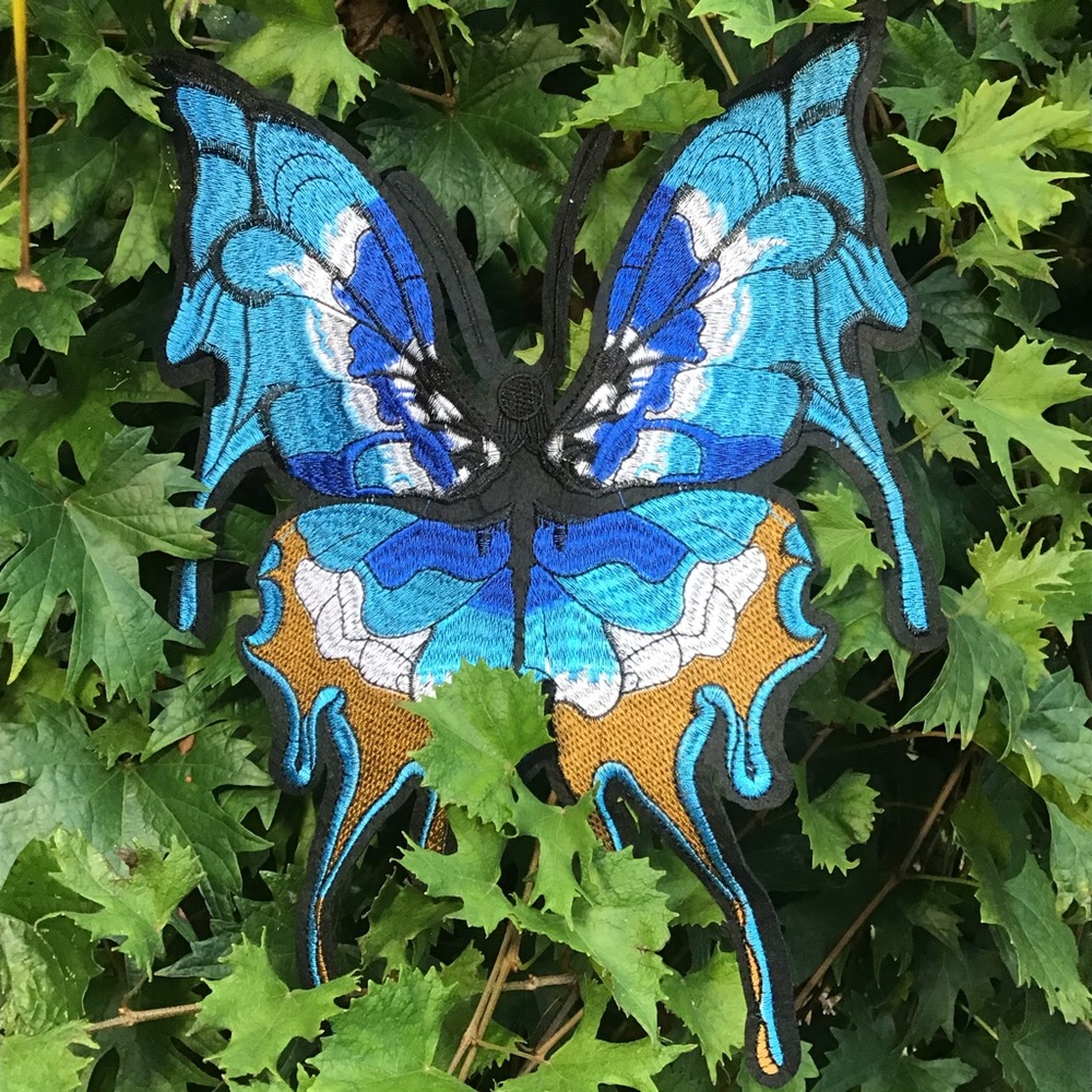 Jumbo blue butterfly sew-on patch